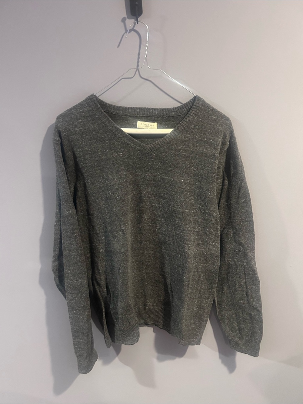 Sonoma Men’s Medium Gray V-Neck Knit Sweater